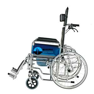 Reclining wheelchair with commode
